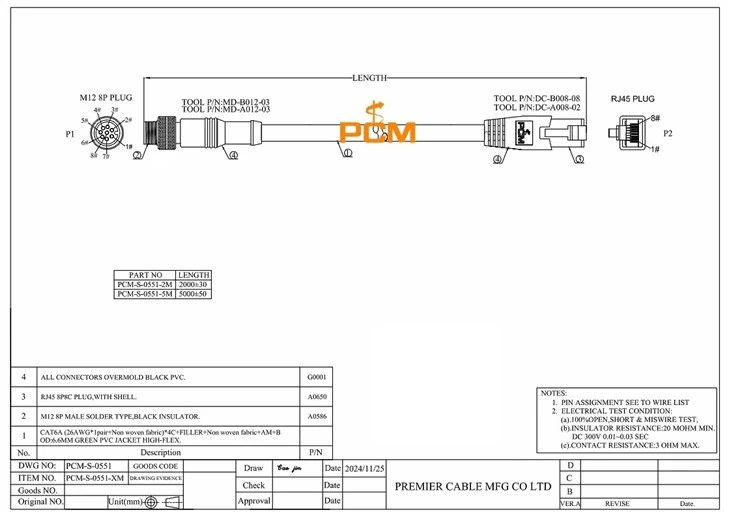 PCM-S-0551 RJ45-M12 8