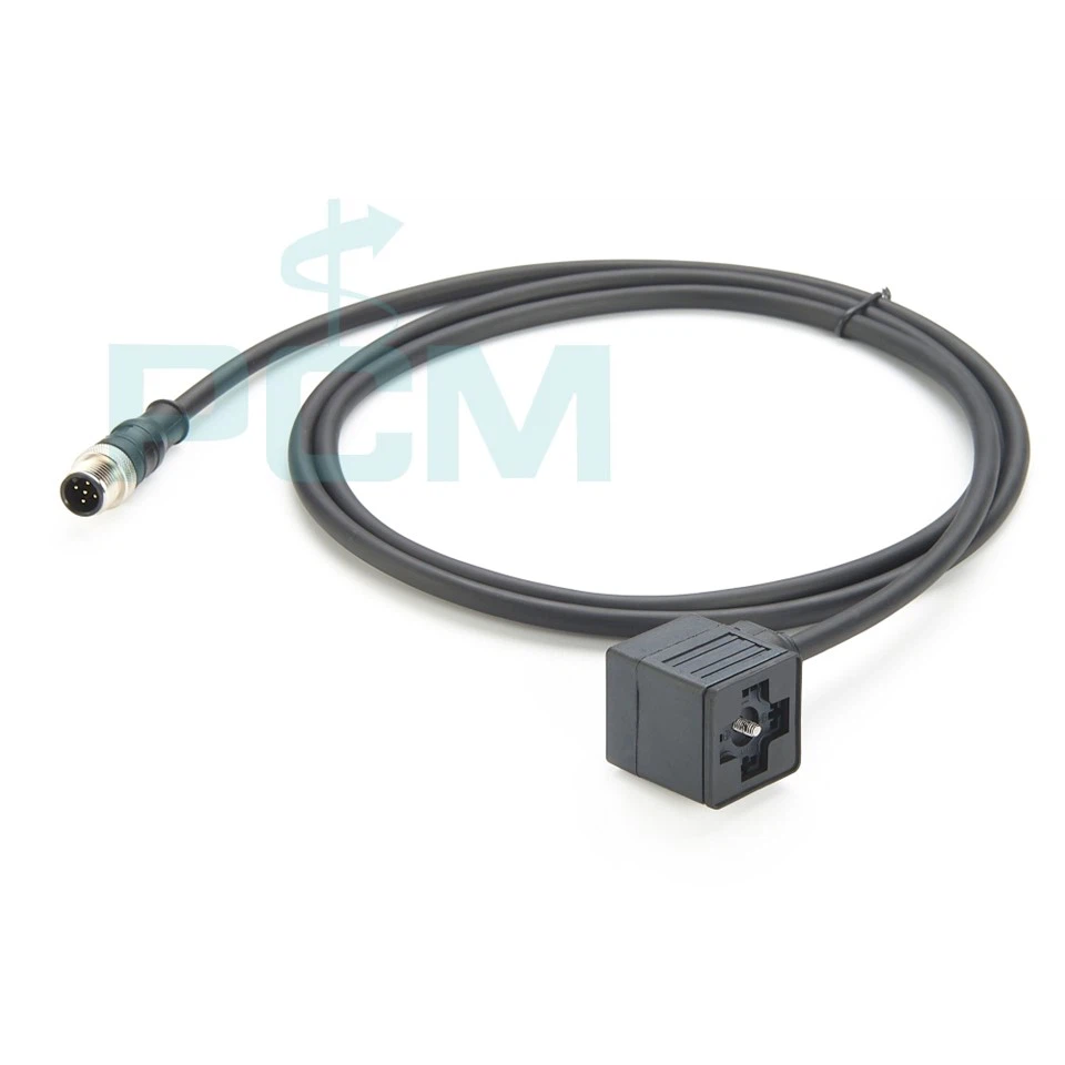 DIN INDUSTRI 43650 Katup solenoid ke M12 jantan 5 pin kabel sensor konektor melingkar