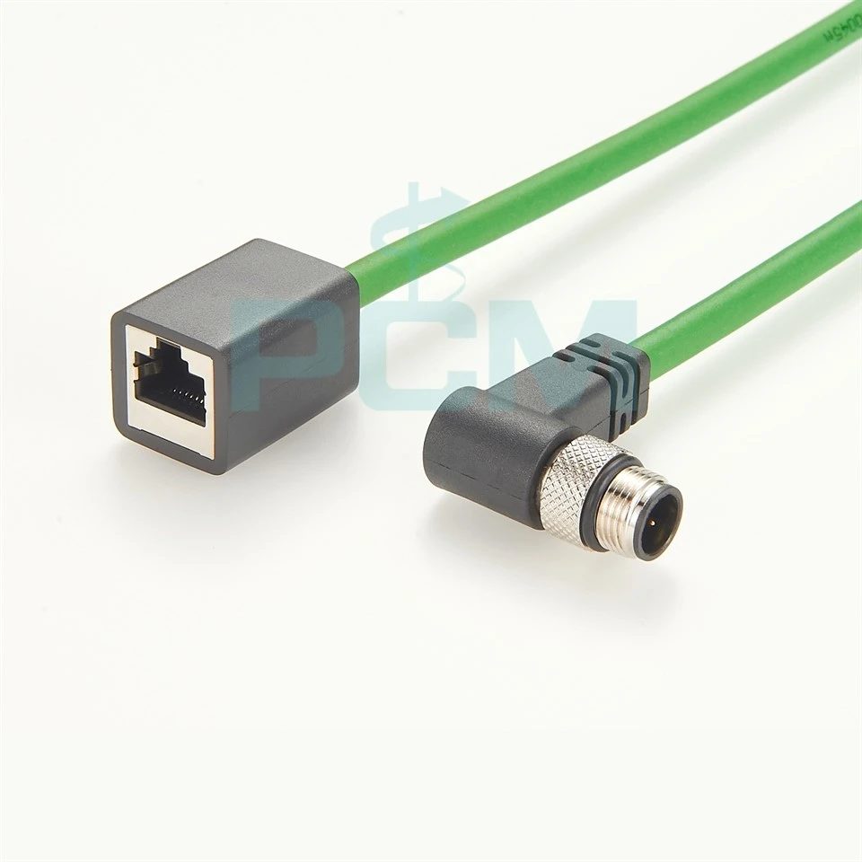 RJ45 Female To Profinet Cable M12 D Code Right Angle Connector High Flex Industrial Ethernet Cable