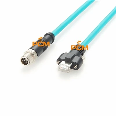 Cat6a Gige M12 X-Code ke RJ45 Ethernet Cable