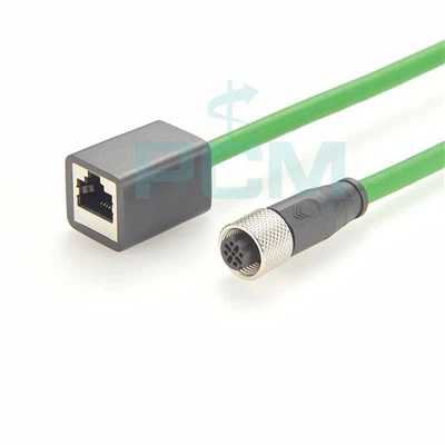 Kabel Ekstensi Lurus Profinet M12 D Kode 4 Pin Ke RJ45