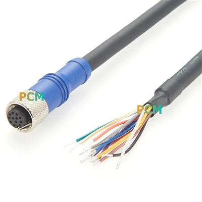 M 12 12- pin daya I/O Cable untuk Cognex DS1000