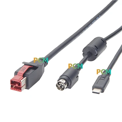 Bertenaga USB Ke USB-C Dan Kabel Daya Hosiden 4Pin 24V