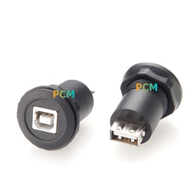 Adaptor Pemasangan Panel Bulat USB B Female Ke USB A Female